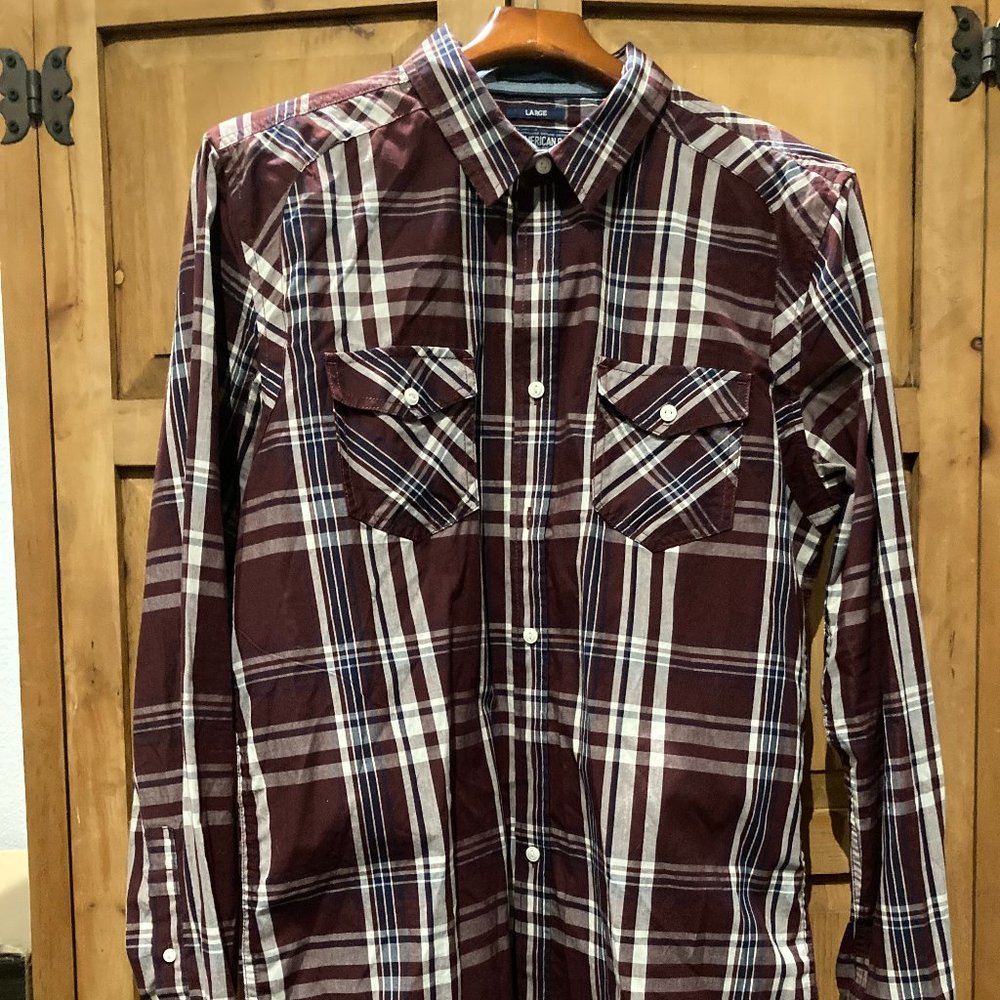 American Rag CIE Large Snap Up Casual Long Sleeve Shirt